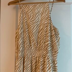 Ann Taylor Cream and White Zebra Maxi Dress, size large.
